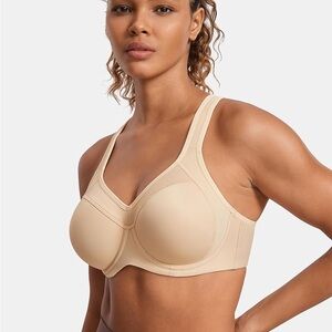 SYROKAN Women's Full Support High Impact Racerback Sports Bra Sz 36DD